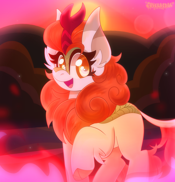 Size: 1823x1891 | Tagged: safe, artist:saveraedae, derpibooru import, autumn blaze, kirin, female, image, looking at you, png, raised hoof, solo