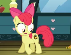 Size: 828x642 | Tagged: safe, derpibooru import, edit, edited screencap, editor:captmeezy, screencap, apple bloom, earth pony, bloom and gloom, among us, image, jpeg, open mouth, solo, sus (among us)