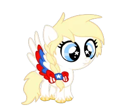 Size: 2797x2448 | Tagged: safe, artist:chewy-tartz, derpibooru import, oc, oc:star spangle, ponified, pegasus, pony, my little pony: a new generation, american flag, base used, bow, colored wings, derpibooru exclusive, flag, foal, g5, hair bow, image, multicolored wings, nation ponies, png, simple background, starry eyes, transparent background, united states, unshorn fetlocks, wingding eyes, wings