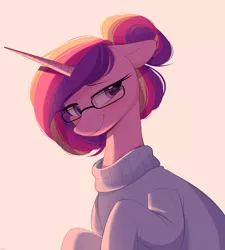 Size: 1661x1848 | Tagged: safe, alternate version, artist:higgly-chan, derpibooru import, princess cadance, alicorn, pony, alternate hairstyle, blushing, clothes, cute, cutedance, female, glasses, image, mare, png, solo, sweater