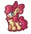 Size: 1634x1802 | Tagged: safe, artist:toaestt, derpibooru import, apple bloom, earth pony, pony, apple, bow, chest fluff, cutie mark crusaders, dirt, female, foal, food, hair bow, image, jpeg, scar, simple background, solo, solo female, stitches, white background