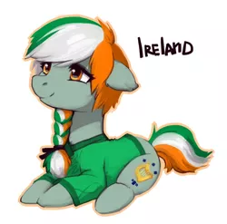 Size: 1038x1024 | Tagged: safe, artist:maccoffee, derpibooru import, oc, ponified, pony, braid, clothes, image, ireland, jpeg, nation ponies, simple background, solo, white background