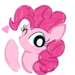 Size: 4096x4096 | Tagged: safe, artist:tiga mega, derpibooru import, pinkie pie, earth pony, pony, emanata, female, heart, image, jpeg, looking at you, mare, one eye closed, raised hoof, simple background, smiling, solo, white background, wink, winking at you
