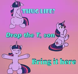 Size: 2908x2776 | Tagged: safe, artist:applephil, derpibooru import, twilight sparkle, pony, unicorn, hug request, image, meme, png, thug life