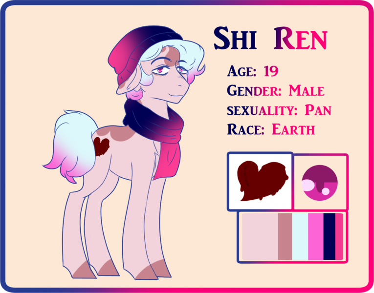 Size: 1280x1004 | Tagged: safe, artist:himedereponyartblog, derpibooru import, oc, unofficial characters only, earth pony, pony, beanie, clothes, earth pony oc, hat, image, male, png, reference sheet, scarf, stallion