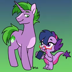 Size: 1000x1000 | Tagged: safe, artist:/d/non, derpibooru import, spike, twilight sparkle, ponified, dragon, pony, unicorn, body markings, book, cutie mark, dragonified, glasses, green hair, image, png, ponified spike, role reversal, simple background, species swap