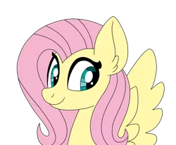 Size: 1280x1057 | Tagged: safe, artist:iambrillancetheppg, derpibooru import, fluttershy, pegasus, pony, aside glance, bust, female, image, looking at you, mare, png, portrait, sideways glance, simple background, smiling, solo, spread wings, three quarter view, transparent background, wings