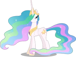 Size: 10000x7483 | Tagged: safe, artist:chrzanek97, derpibooru import, princess celestia, alicorn, pony, sweet and elite, .svg available, absurd resolution, ethereal mane, ethereal tail, female, hair over one eye, image, jewelry, lidded eyes, looking at you, mare, png, regalia, solo, tail, vector