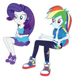 Size: 3661x3761 | Tagged: safe, artist:gmaplay, derpibooru import, rainbow dash, rarity, equestria girls, equestria girls series, happily ever after party, clothes, converse, happily ever after party: rarity, image, png, rarity peplum dress, shoes, solo, unamused