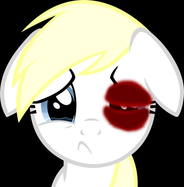 Size: 1009x1024 | Tagged: grimdark, artist:anonymous, edit, oc, oc:aryanne, earth pony, pony, the super speedy cider squeezy 6000, abuse, abuse edit, aryabuse, aryan, aryan pony, black eye, crying, ears, face, female, floppy, image, jpeg, nazi, nazipone, sad, teary eyes