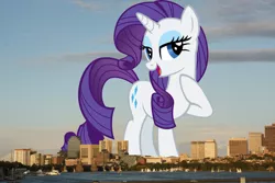 Size: 1920x1280 | Tagged: safe, artist:moongazeponies, derpibooru import, rarity, pony, unicorn, boston, female, giant pony, giant unicorn, giantess, highrise ponies, image, irl, macro, mare, massachusetts, mega giant, mega rarity, photo, png, ponies in real life