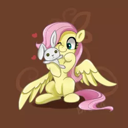 Size: 1280x1280 | Tagged: safe, artist:brella, derpibooru import, fluttershy, bat pony, pegasus, pony, cute, doll, female, filly, filly fluttershy, floating heart, flutterbat, heart, image, jpeg, mare, race swap, shyabates, shyabetes, solo, toy, younger