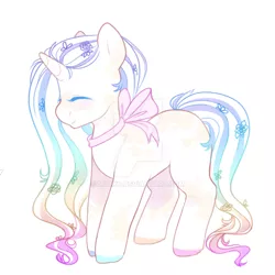 Size: 1024x1024 | Tagged: safe, artist:miioko, derpibooru import, oc, unofficial characters only, pony, unicorn, deviantart watermark, eyes closed, female, hoof polish, horn, image, mare, obtrusive watermark, png, simple background, smiling, unicorn oc, watermark, white background