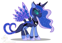 Size: 1700x1200 | Tagged: safe, artist:galeemlightseraphim, derpibooru import, princess luna, changedling, changeling, pony, robot, robot pony, base used, changedlingified, ethereal mane, hoof shoes, image, peytral, png, simple background, solo, species swap, starry mane, transparent background