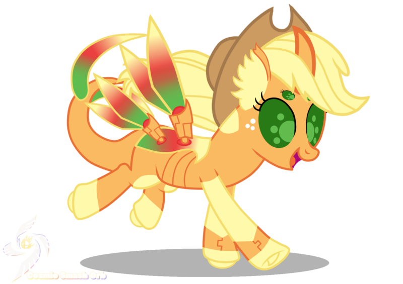 Size: 1700x1200 | Tagged: safe, artist:galeemlightseraphim, derpibooru import, applejack, changedling, changeling, pony, robot, robot pony, base used, changedlingified, coat markings, female, freckles, hat, image, mare, open mouth, png, simple background, smiling, socks (coat marking), solo, species swap, transparent background