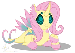 Size: 1700x1200 | Tagged: safe, artist:galeemlightseraphim, derpibooru import, fluttershy, changedling, changeling, pony, robot, robot pony, base used, changedlingified, female, image, lying down, mare, png, prone, simple background, smiling, solo, species swap, transparent background