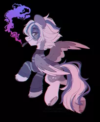 Size: 1122x1369 | Tagged: safe, artist:maximkoshe4ka, derpibooru import, oc, pegasus, pony, black background, image, male, png, simple background, smoking, solo, stallion