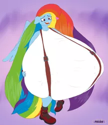 Size: 1877x2160 | Tagged: suggestive, alternate version, artist:mostlymlpanthroporn, derpibooru import, rainbow dash, anthro, pegasus, big breasts, breasts, busty rainbow dash, clothes, cosplay, costume, female, huge breasts, hyper, hyper breasts, image, impossibly large breasts, nudity, png, sketch, solo, solo female