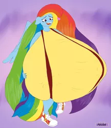 Size: 1877x2160 | Tagged: suggestive, alternate version, artist:mostlymlpanthroporn, derpibooru import, rainbow dash, anthro, pegasus, plantigrade anthro, big breasts, breasts, busty rainbow dash, clothes, cosplay, costume, female, huge breasts, hyper, hyper breasts, image, impossibly large breasts, nudity, png, sketch