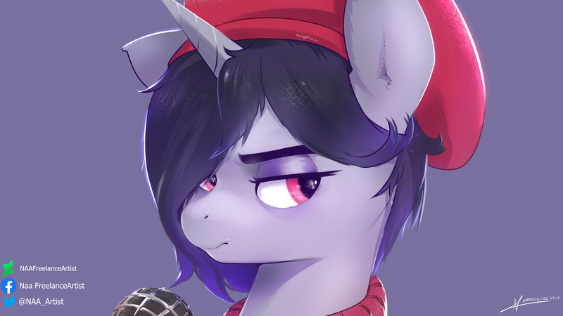 Size: 3840x2160 | Tagged: safe, artist:ambient_rain, artist:naa_artist, artist:naafreelanceartist, derpibooru import, onyx, pony, unicorn, beret, female, g5, hat, image, lidded eyes, mare, png, solo