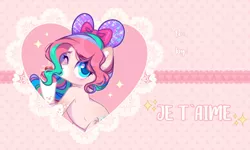 Size: 1280x768 | Tagged: safe, artist:fenix-artist, derpibooru import, oc, unofficial characters only, earth pony, pony, blushing, bow, commission, female, hair bow, heart, hearts and hooves day, holiday, image, jpeg, mare, markings, multicolored hair, one eye closed, solo, unshorn fetlocks, valentine's day, wink, ych result