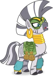 Size: 2089x2999 | Tagged: safe, artist:frownfactory, derpibooru import, zecora, zebra, the cutie re-mark, alternate timeline, chrysalis resistance timeline, ear piercing, earring, female, image, jewelry, mare, mask, piercing, png, resistance leader zecora, simple background, solo, transparent background, vector