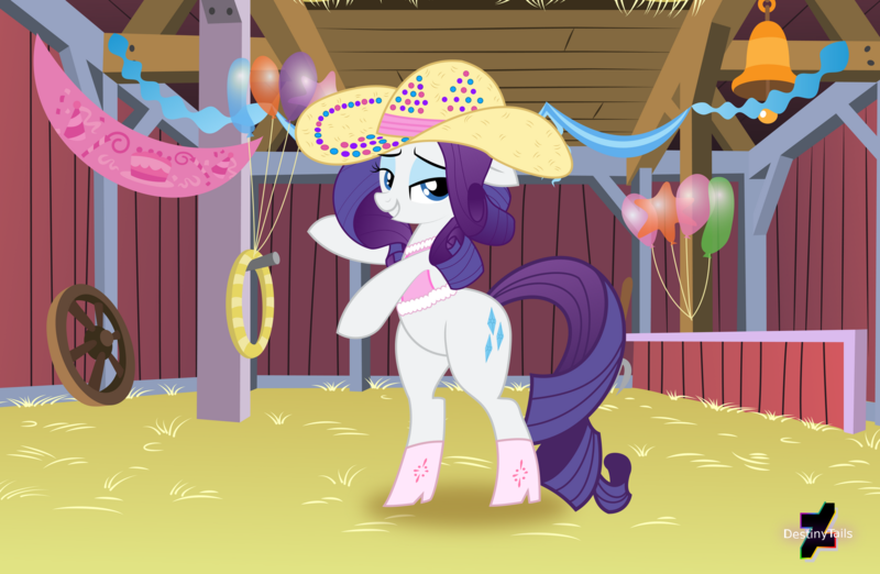 Size: 1600x1043 | Tagged: safe, artist:destinytails, derpibooru import, rarity, pony, unicorn, simple ways, bipedal, boots, clothes, deviantart, female, hat, image, mare, png, rhinestone rarihick, shoes, solo