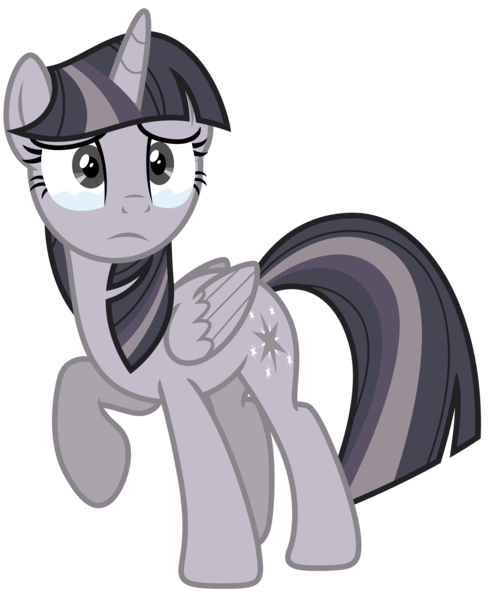 Size: 3254x4000 | Tagged: safe, artist:estories, artist:wardex101, derpibooru import, edit, twilight sparkle, twilight sparkle (alicorn), alicorn, pony, discorded, discorded twilight, female, high res, image, png, sad, simple background, solo, transparent background, vector