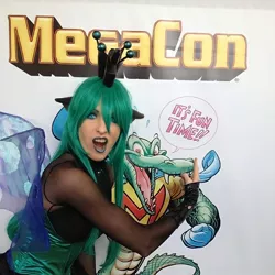 Size: 1280x1280 | Tagged: photographer needed, safe, artist:amazonmandy, derpibooru import, queen chrysalis, human, clothes, cosplay, costume, image, irl, irl human, irl photo, jpeg, lipstick, megacon, photo, pointing