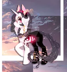 Size: 1024x1093 | Tagged: safe, artist:miioko, derpibooru import, oc, unofficial characters only, pony, unicorn, deviantart watermark, ethereal mane, horn, image, jpeg, obtrusive watermark, raised hoof, solo, starry mane, unicorn oc, watermark