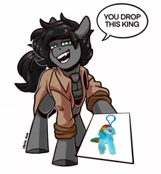 Size: 1267x1363 | Tagged: safe, artist:lrusu, derpibooru import, oc, unofficial characters only, earth pony, pony, dialogue, image, jpeg, lidded eyes, looking at you, smiling, solo