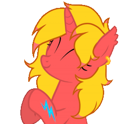 Size: 1000x1000 | Tagged: safe, artist:marieartbook, derpibooru import, oc, oc:cinnamon swirl, pony, unicorn, animated, clapping, ear piercing, earring, gif, image, jewelry, piercing, scar, simple background, solo, transparent background