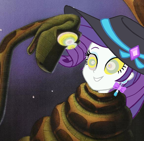 Size: 500x489 | Tagged: safe, artist:ocean lover, derpibooru import, edit, rarity, snake, equestria girls, equestria girls series, lost and found, clothes, coils, diamond, disney, ear piercing, earring, hat, hypno eyes, hypnosis, hypnotized, image, jewelry, kaa, kaa eyes, night, piercing, png, smiling, squeeze, sun hat, swimsuit, the jungle book, wrapped up