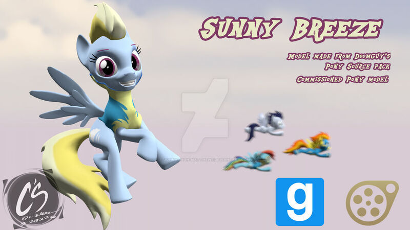 Size: 1024x576 | Tagged: safe, artist:adhiguna, artist:johnathon-matthews, derpibooru import, rainbow dash, soarin', spitfire, oc, oc:sunny breeze, pegasus, 3d, commission, deviantart watermark, gmod, image, jpeg, obtrusive watermark, source filmmaker, watermark, wonderbolts