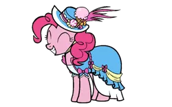 Size: 4000x2500 | Tagged: safe, artist:naturajellyfish, derpibooru import, pinkie pie, earth pony, pony, magical mystery cure, accessories, candies, candy, clothes, dress, eyes closed, female, food, gritted teeth, hat, ice cream, image, mare, png, ribbon, simple background, smiling, solo, transparent background