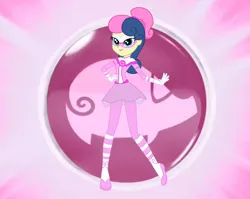 Size: 1884x1500 | Tagged: safe, artist:machakar52, derpibooru import, bon bon, sweetie drops, human, equestria girls, barely eqg related, clothes, cosplay, costume, crossover, gloves, hand on hip, image, looking at you, mask, miraculous ladybug, pigella, png, ponytail, rose lavillant, shoes