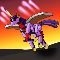 Size: 500x500 | Tagged: safe, artist:kushina13, derpibooru import, twilight sparkle, pony, robot, robot pony, ambiguous gender, fake, fake twilight, gun, gundam, gundam seed, image, jpeg, laser, machine gun, solo, twilight zero, weapon, zoids