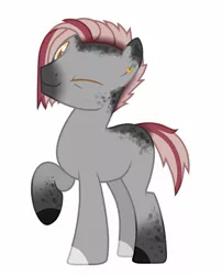 Size: 1400x1730 | Tagged: safe, artist:inarimayer, derpibooru import, oc, unofficial characters only, earth pony, pony, colored hooves, ear piercing, earring, earth pony oc, image, jewelry, jpeg, male, one eye closed, piercing, raised hoof, simple background, solo, stallion, white background, wink