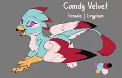 Size: 1120x721 | Tagged: safe, artist:beardie, derpibooru import, oc, oc:candy velvet, gryphon, female, griffon oc, image, png, simple background, solo, solo female