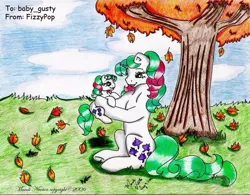 Size: 769x600 | Tagged: safe, artist:sassylilpanda, derpibooru import, baby gusty, gusty, unicorn, baby gustybetes, female, g1, gustybetes, image, jpeg, mother and child, mother and daughter, tree