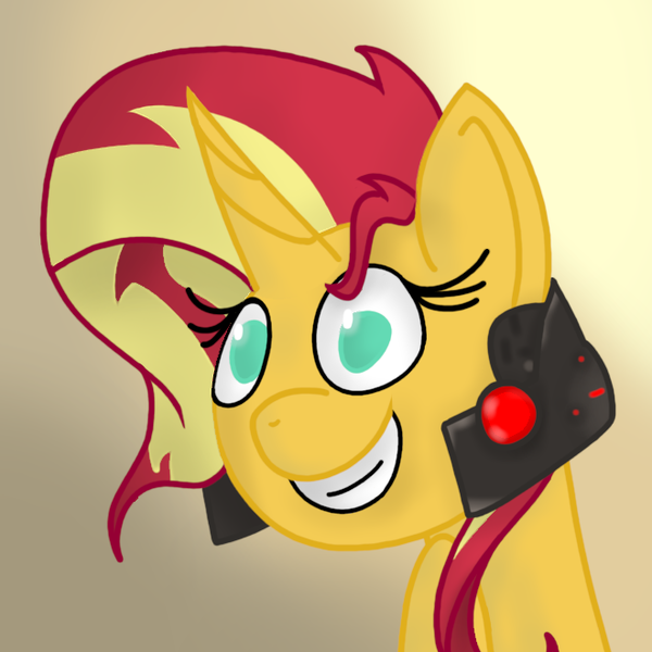 Size: 660x660 | Tagged: safe, artist:kanw, derpibooru import, sunset shimmer, pony, unicorn, bust, crossover, cute, derpibooru exclusive, image, jetstream sam, metal gear, metal gear rising, png, portrait, shimmerbetes, solo