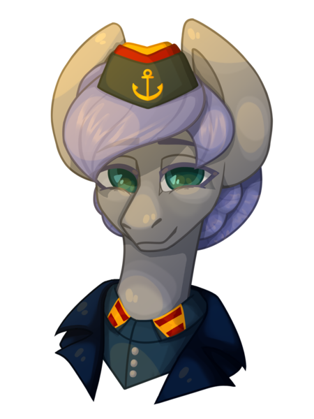 Size: 1500x2000 | Tagged: safe, artist:lazymishel, derpibooru import, oc, oc:stormy haze, earth pony, pony, fallout equestria, anchor, balefire blues, bust, clothes, female, image, mare, navy, png, uniform, uniform hat