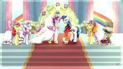 Size: 1280x720 | Tagged: safe, artist:aber6823, derpibooru import, apple bloom, princess cadance, scootaloo, shining armor, sweetie belle, alicorn, dragon, earth pony, pegasus, pony, unicorn, a canterlot wedding, clothes, cutie mark crusaders, dress, female, filly, flower girl, foal, image, jpeg, male, mare, marriage, ring bearer, shiningcadance, shipping, stallion, straight, uniform, wedding, wedding dress