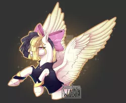 Size: 1024x837 | Tagged: safe, artist:waterdragonwave, derpibooru import, songbird serenade, pegasus, pony, my little pony: the movie, bow, female, hair bow, image, jpeg, mare, solo, spread wings, wings