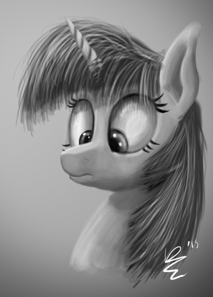 Size: 1012x1413 | Tagged: safe, artist:d0ublerainb0wdash, derpibooru import, twilight sparkle, twilight sparkle (alicorn), alicorn, pony, artist signature, bust, female, grayscale, image, mare, monochrome, png, solo