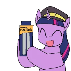 Size: 400x400 | Tagged: safe, artist:tetsutowa, derpibooru import, twilight sparkle, pony, unicorn, conductor, conductor hat, happy, hat, image, open mouth, open smile, png, simple background, smiling, unicorn twilight, white background