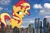 Size: 1878x1250 | Tagged: safe, artist:famousmari5, derpibooru import, sunset shimmer, pony, unicorn, female, giant pony, giant unicorn, giant/macro sunset shimmer, giantess, highrise ponies, image, irl, macro, manhattan, mare, mega giant, new york, new york city, photo, png, ponies in real life, story included