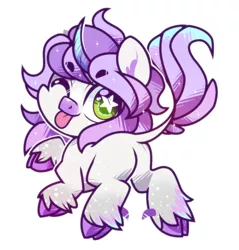 Size: 824x862 | Tagged: safe, artist:yokokinawa, derpibooru import, oc, oc:silverjohn, unicorn, butt, chibi, curved horn, horn, image, leonine tail, png, simple background, tail, tongue out, unicorn oc, white background, wingding eyes