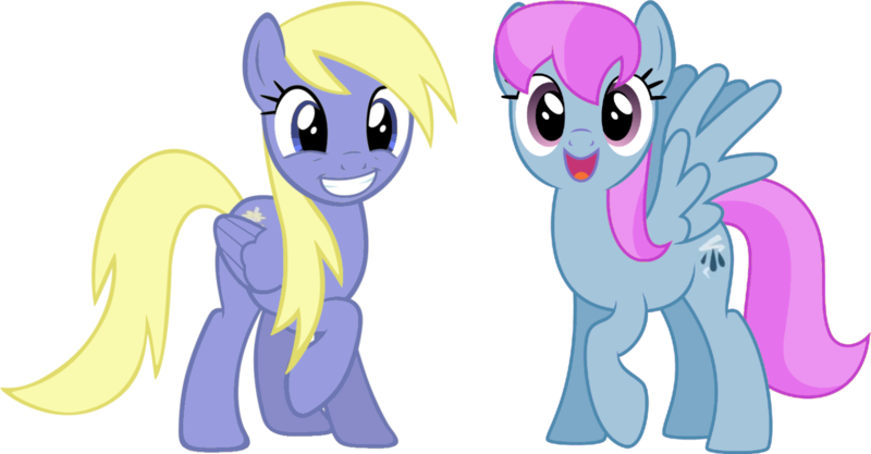 Size: 1526x796 | Tagged: safe, artist:overmare, artist:silvervectors, derpibooru import, edit, editor:nicogamer3000, bluebell, empathy (character), sudden shower, pegasus, pony, :d, blue eyes, duo, duo female, female, folded wings, full body, grin, hooves, image, mare, open mouth, open smile, png, raised hoof, recolor, show accurate, simple background, smiling, spread wings, standing, tail, transparent background, two toned mane, two toned tail, wings