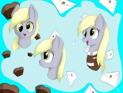 Size: 1600x1200 | Tagged: safe, artist:3naa, derpibooru import, derpy hooves, pegasus, pony, bust, female, food, image, mail, muffin, png, solo